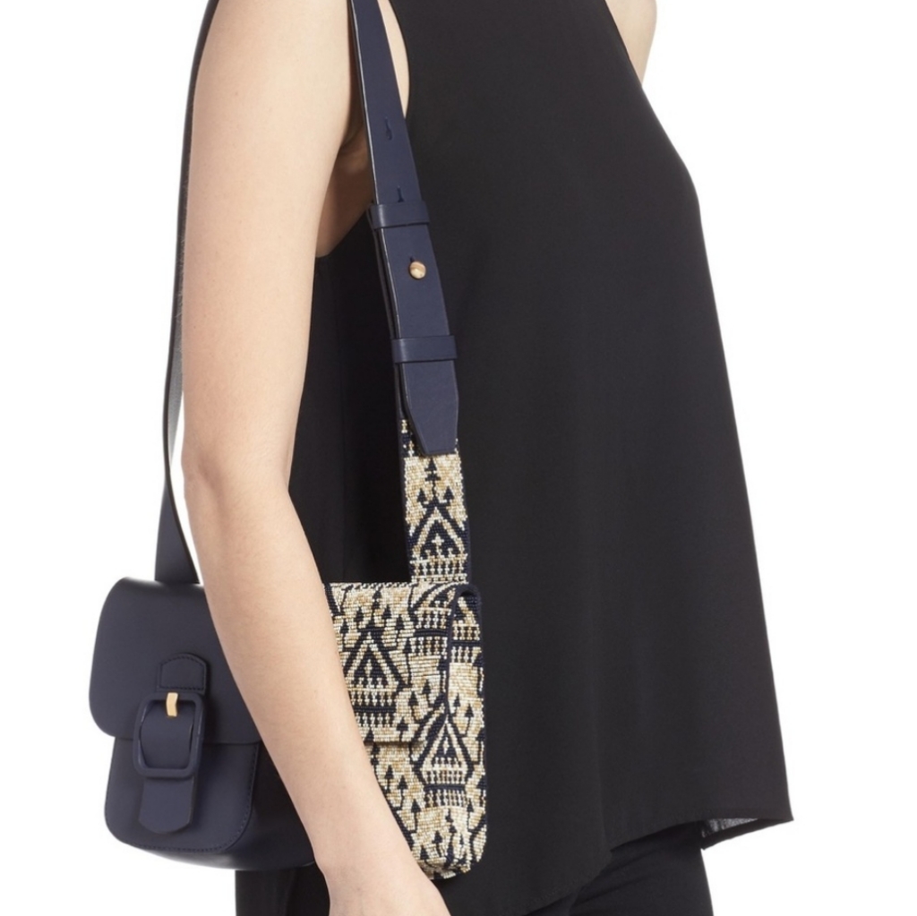 Nwt Tory Burch Sawyer Embellished Double Pocket Leather Bag